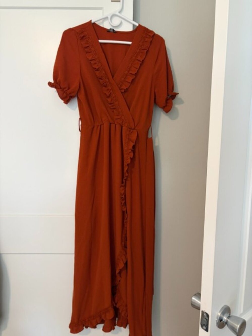 Ruffled Burnt Orange Maxi dress
